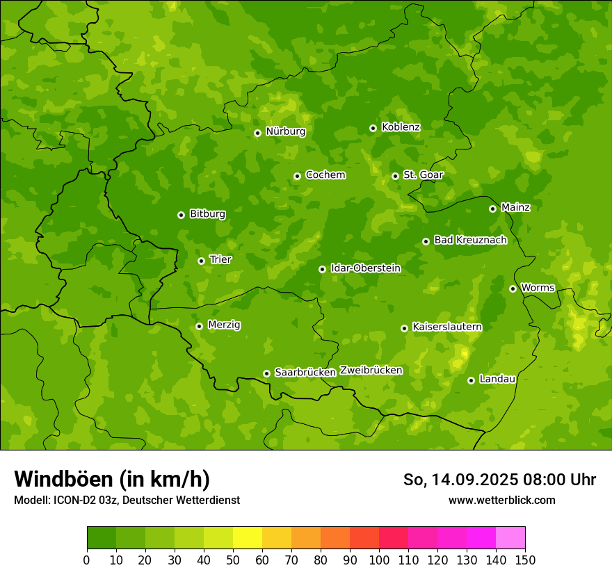 Modellkarten Windgeschwindigkeit