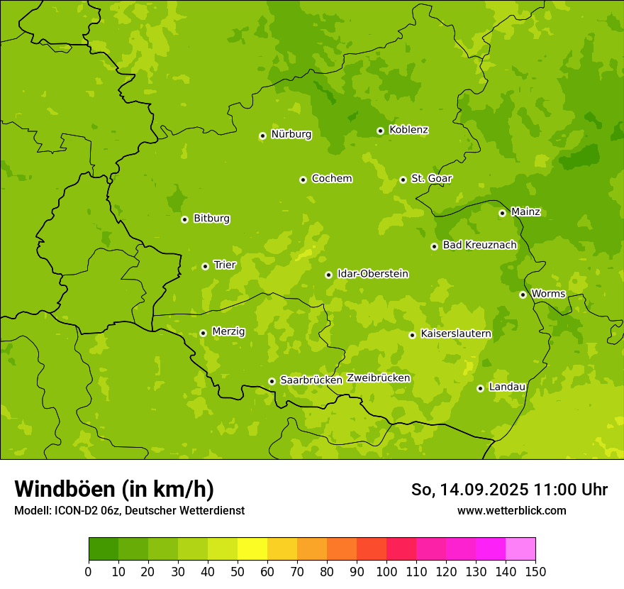 Modellkarten Windgeschwindigkeit