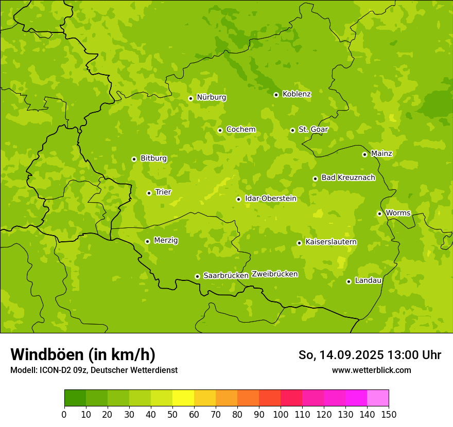 Modellkarten Windgeschwindigkeit