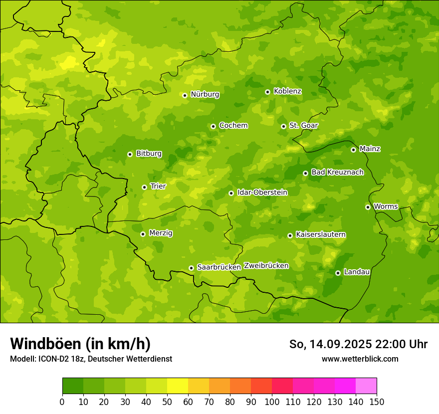 Modellkarten Windgeschwindigkeit