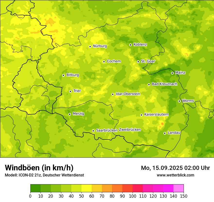 Modellkarten Windgeschwindigkeit