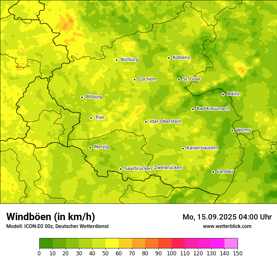 Modellkarten Windgeschwindigkeit