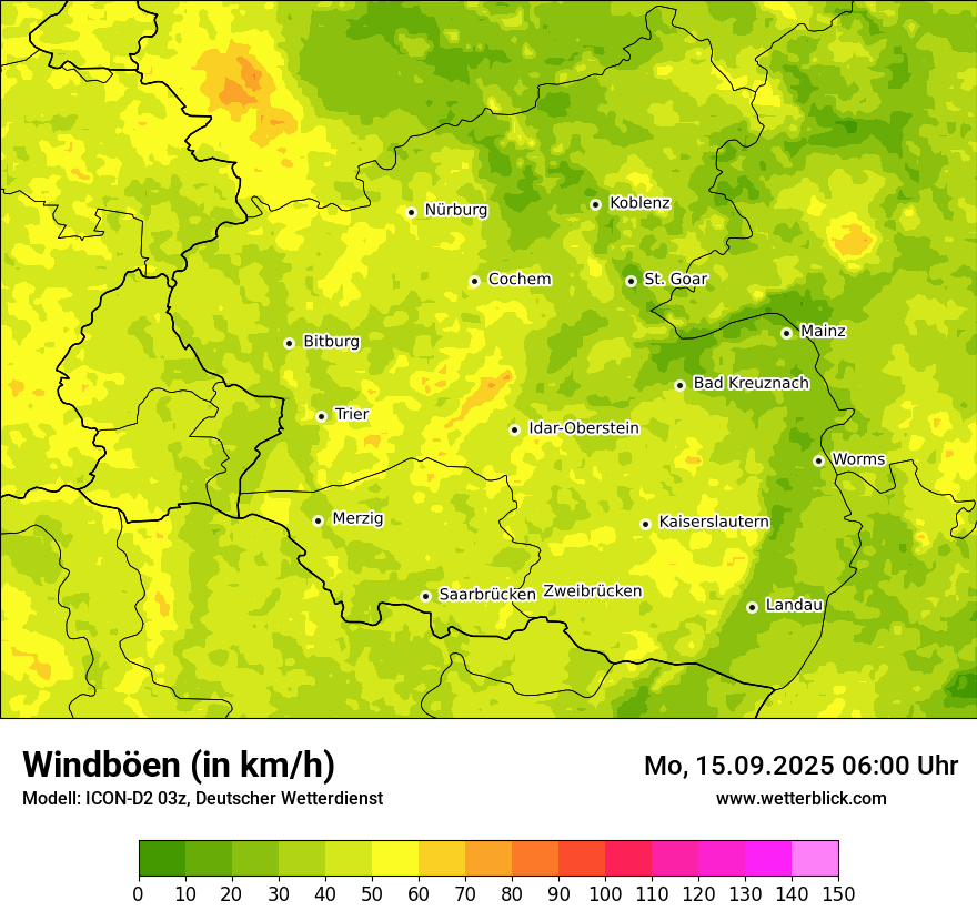 Modellkarten Windgeschwindigkeit