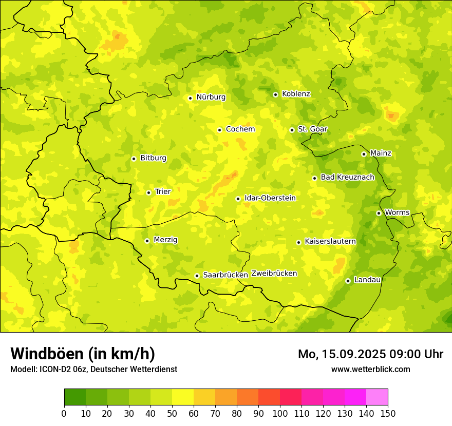 Modellkarten Windgeschwindigkeit