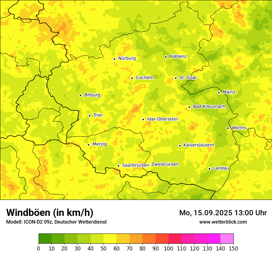 Modellkarten Windgeschwindigkeit