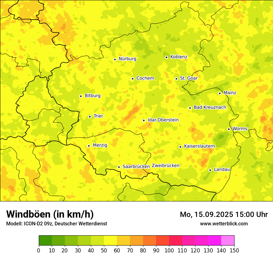 Modellkarten Windgeschwindigkeit