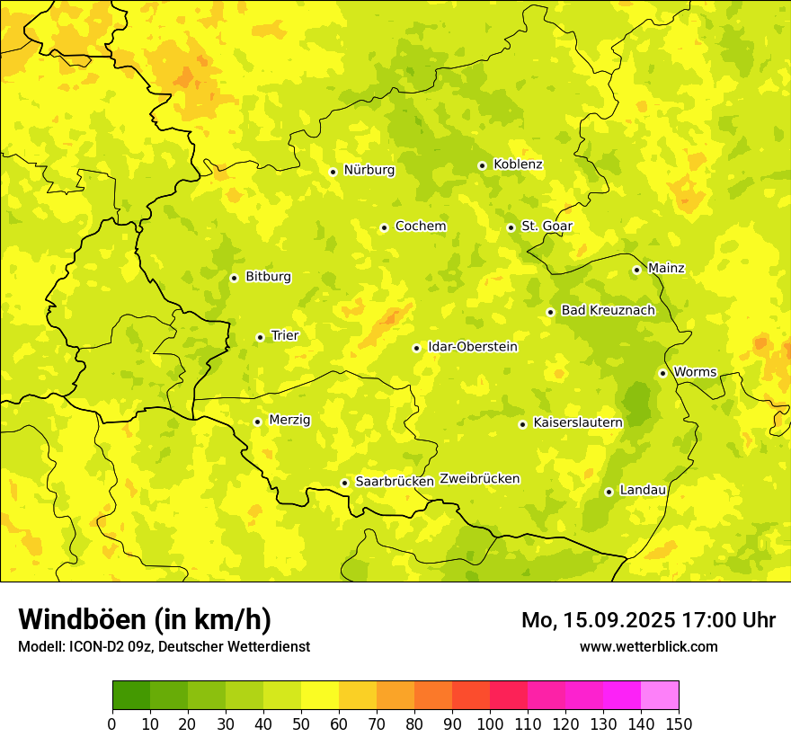 Modellkarten Windgeschwindigkeit