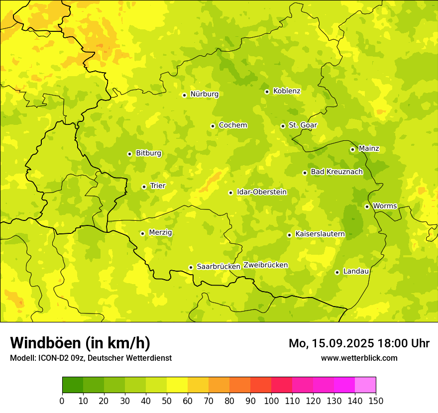 Modellkarten Windgeschwindigkeit