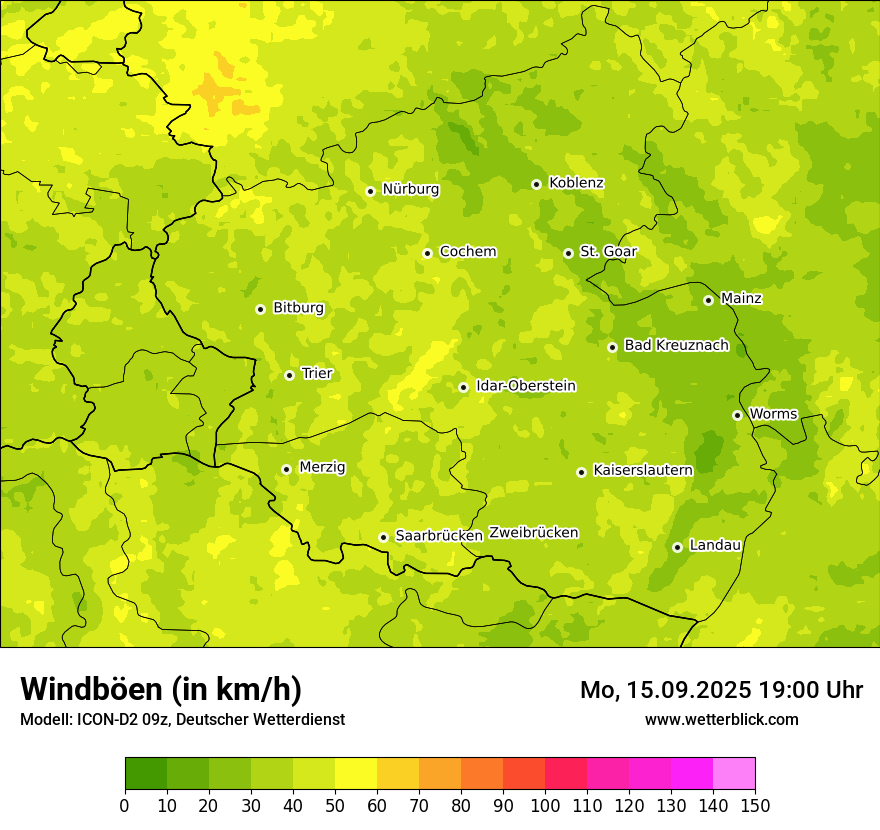 Modellkarten Windgeschwindigkeit
