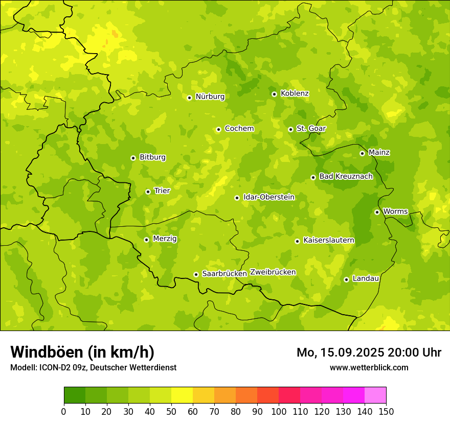 Modellkarten Windgeschwindigkeit