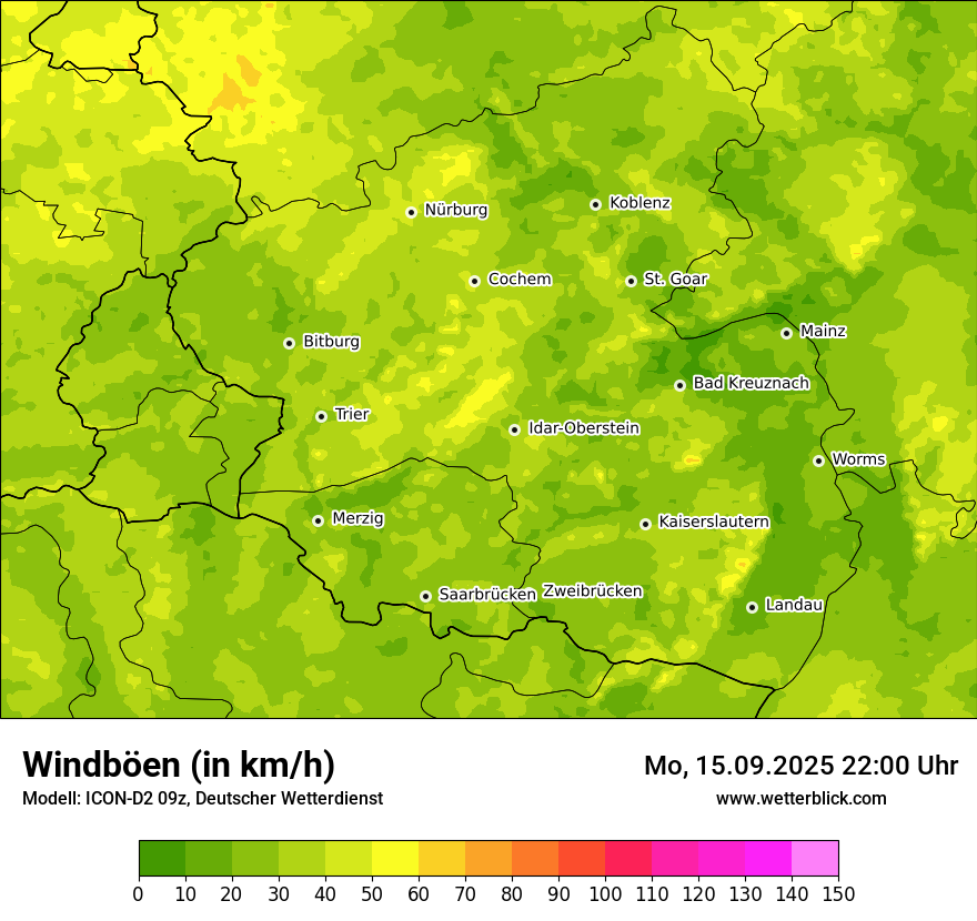 Modellkarten Windgeschwindigkeit