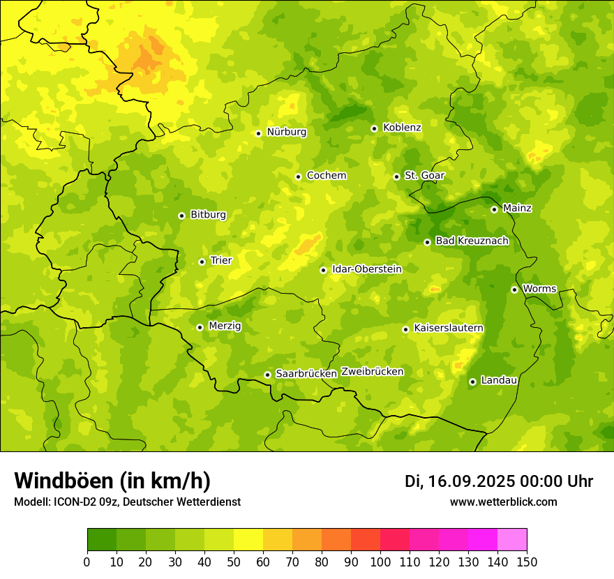 Modellkarten Windgeschwindigkeit