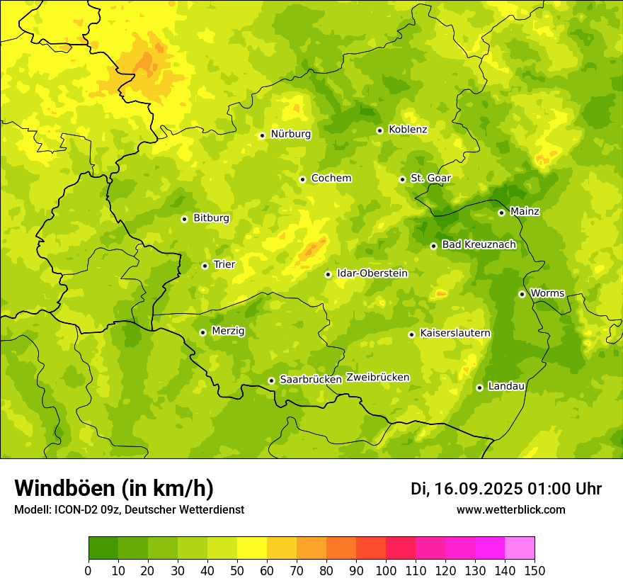 Modellkarten Windgeschwindigkeit