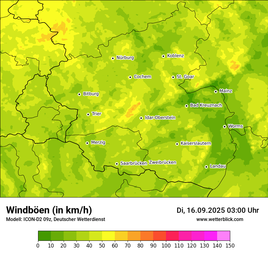 Modellkarten Windgeschwindigkeit