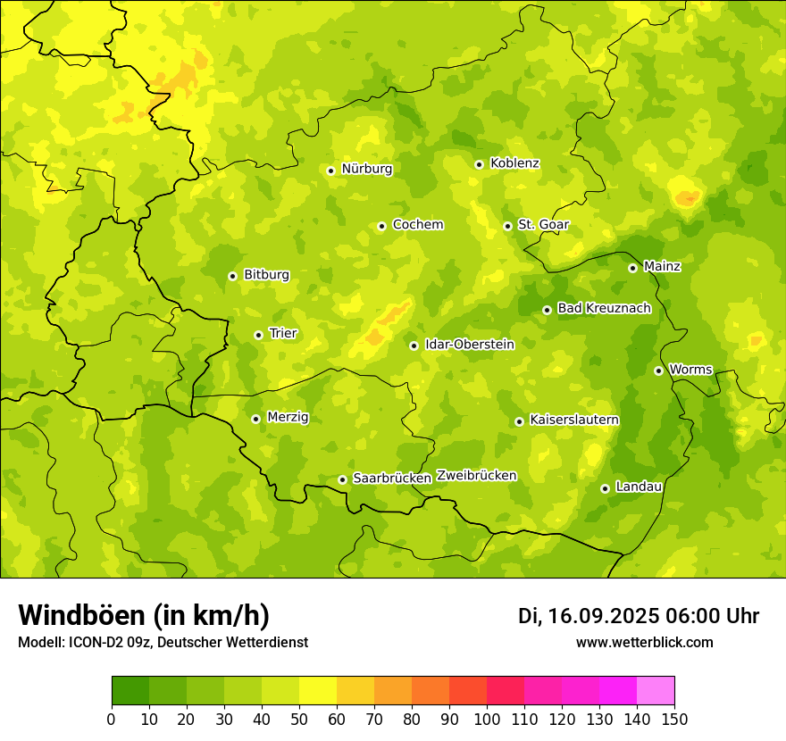 Modellkarten Windgeschwindigkeit