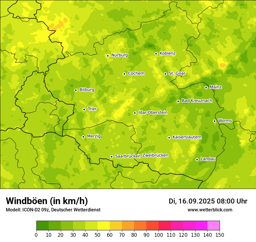 Modellkarten Windgeschwindigkeit
