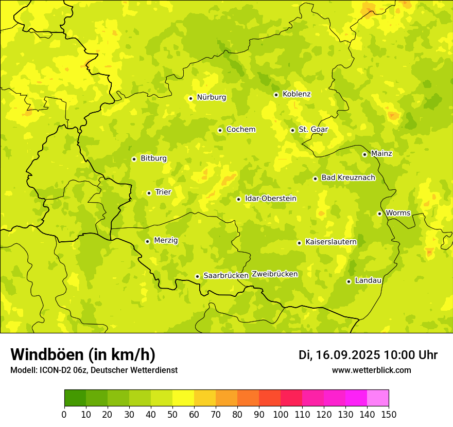 Modellkarten Windgeschwindigkeit