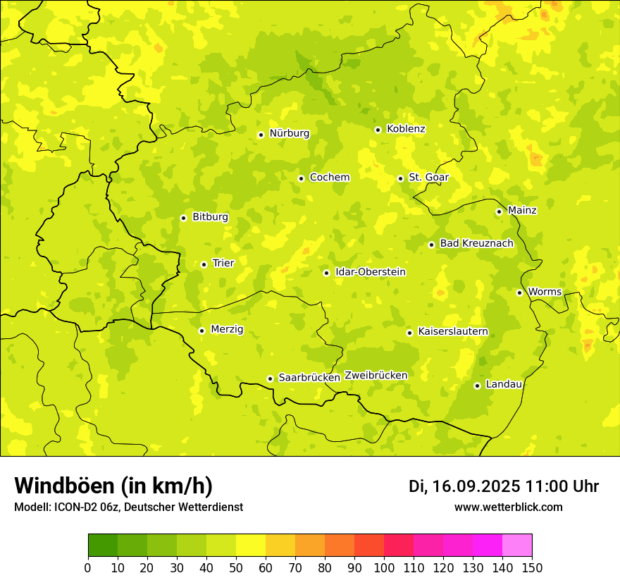 Modellkarten Windgeschwindigkeit