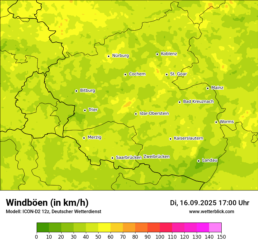 Modellkarten Windgeschwindigkeit