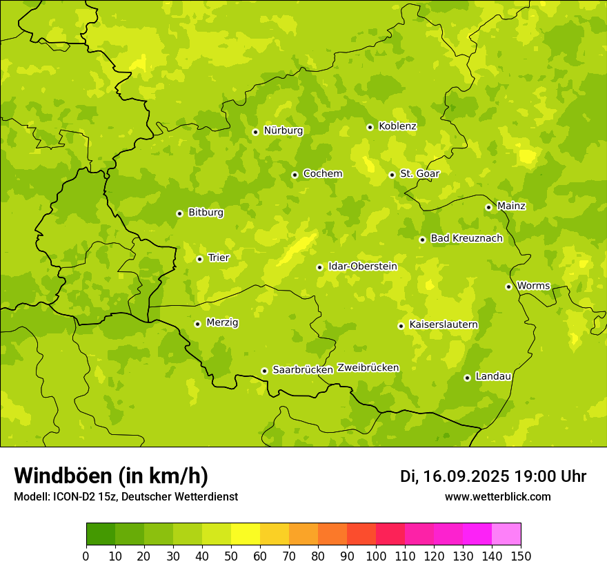 Modellkarten Windgeschwindigkeit
