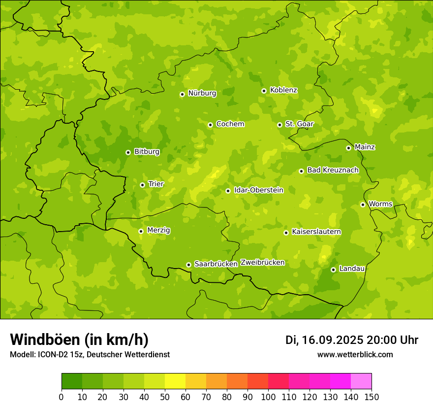 Modellkarten Windgeschwindigkeit