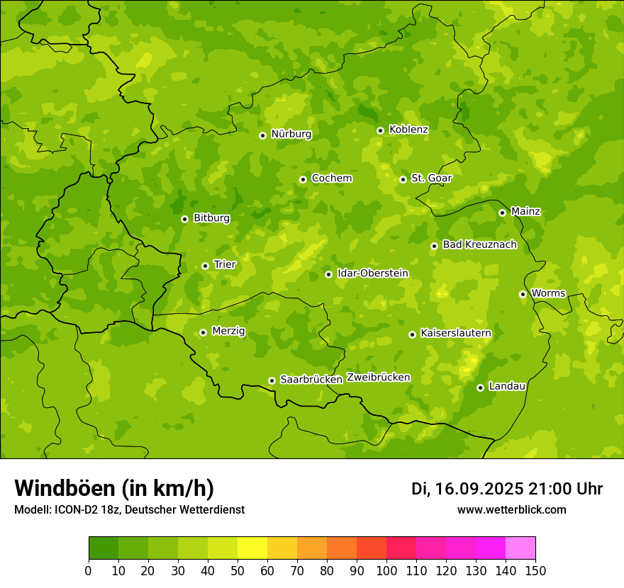 Modellkarten Windgeschwindigkeit