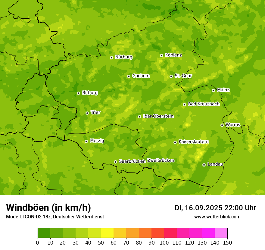 Modellkarten Windgeschwindigkeit