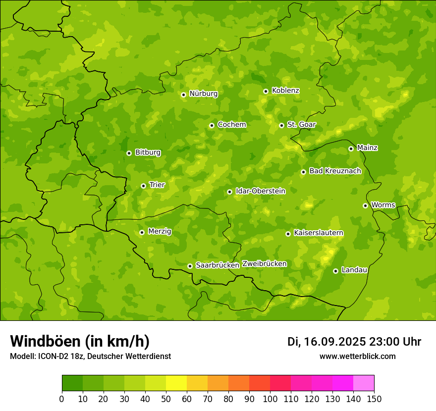 Modellkarten Windgeschwindigkeit