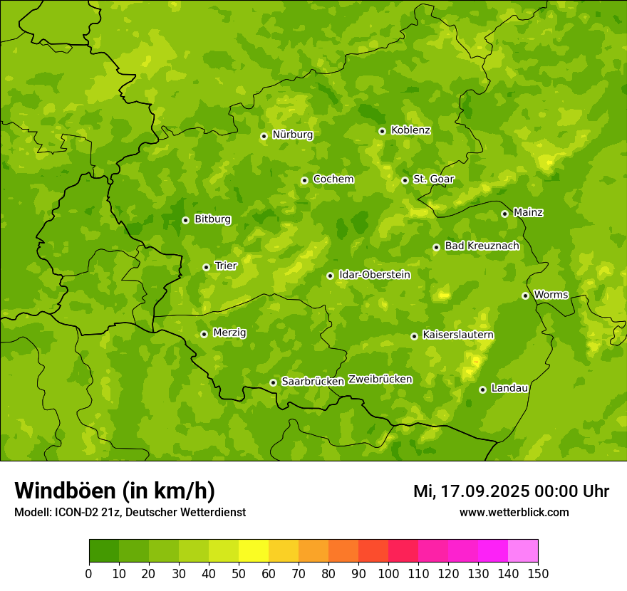 Modellkarten Windgeschwindigkeit