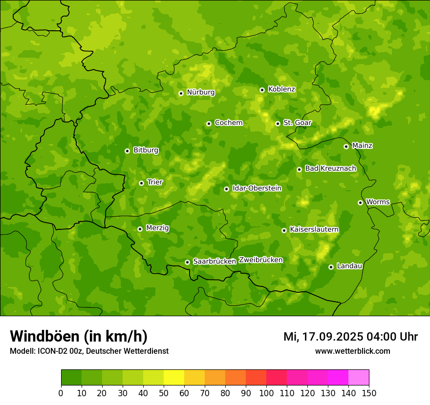 Modellkarten Windgeschwindigkeit