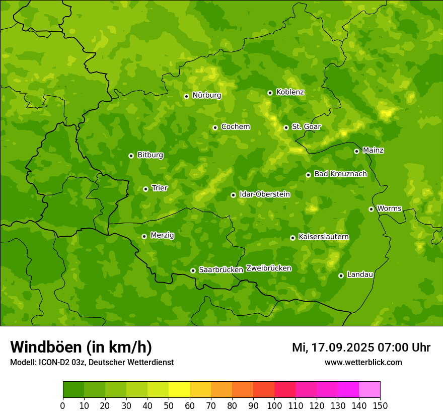 Modellkarten Windgeschwindigkeit