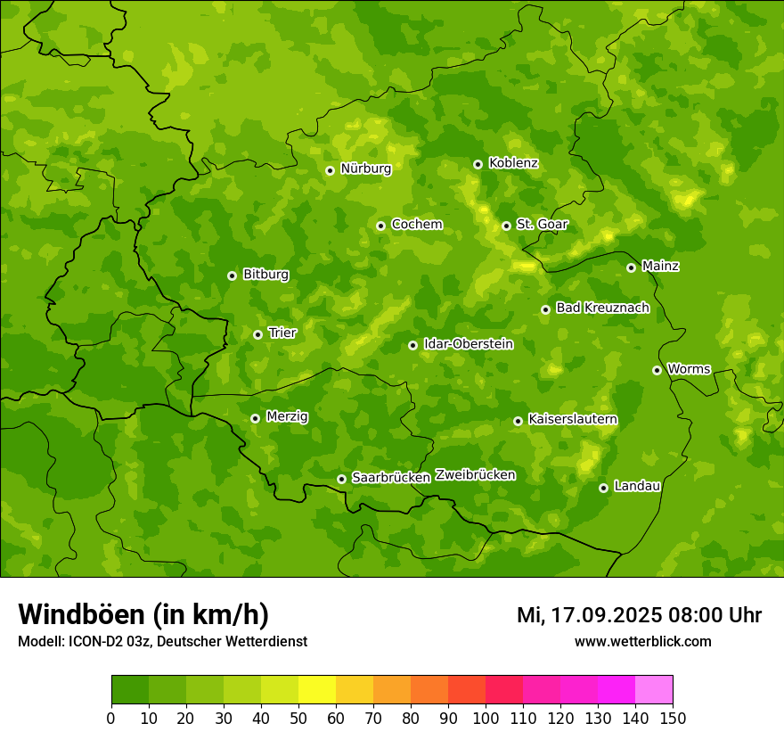 Modellkarten Windgeschwindigkeit