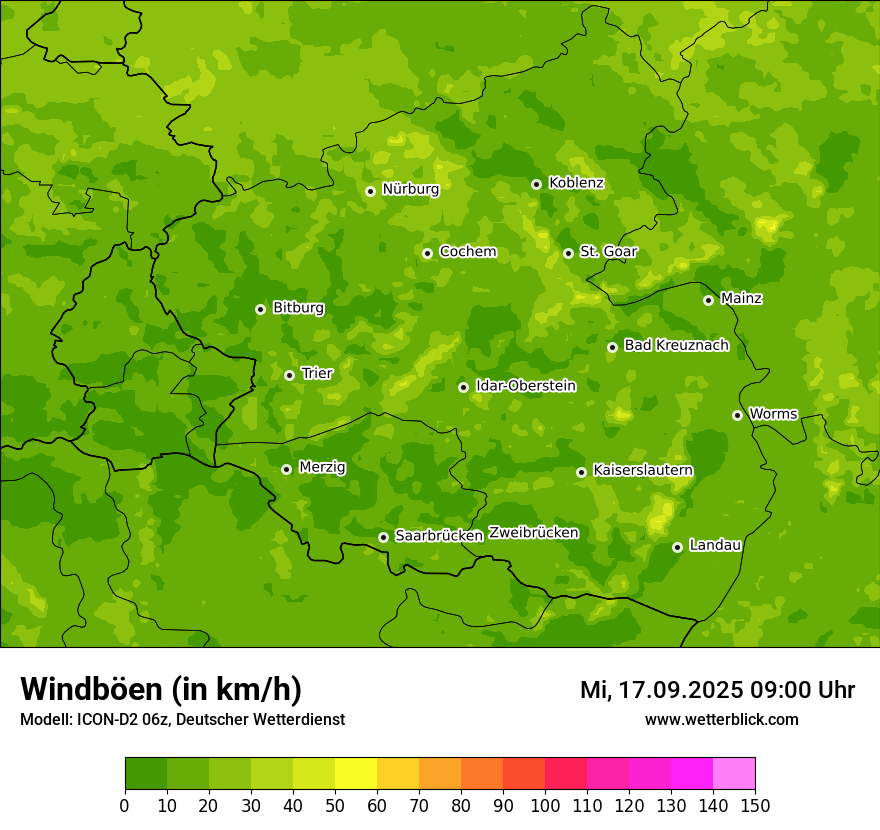 Modellkarten Windgeschwindigkeit