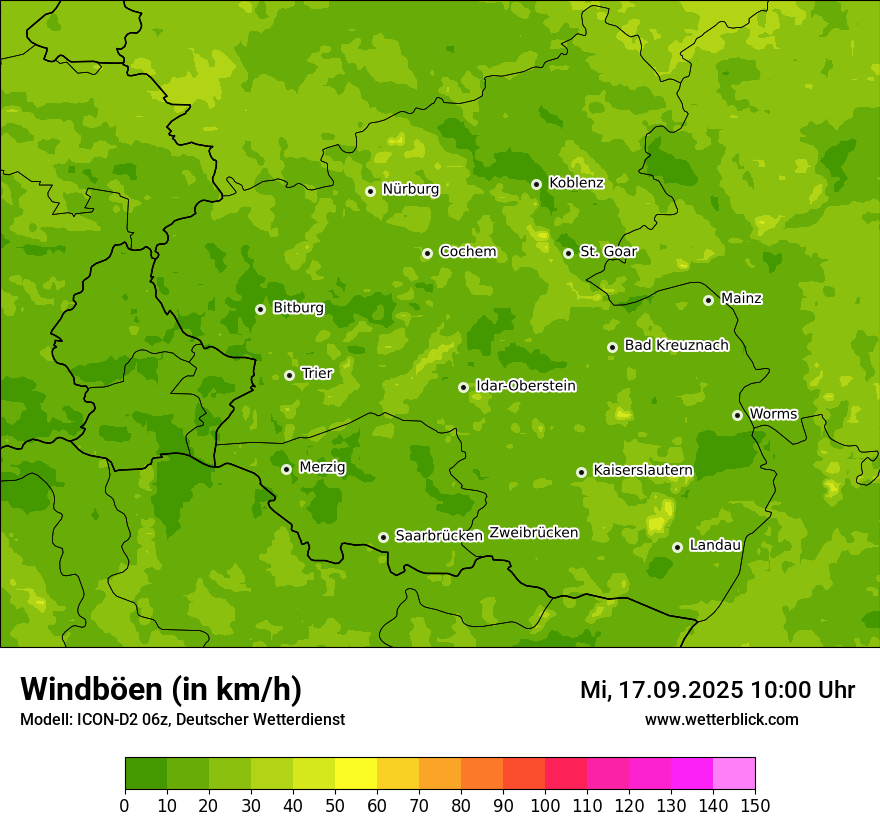 Modellkarten Windgeschwindigkeit