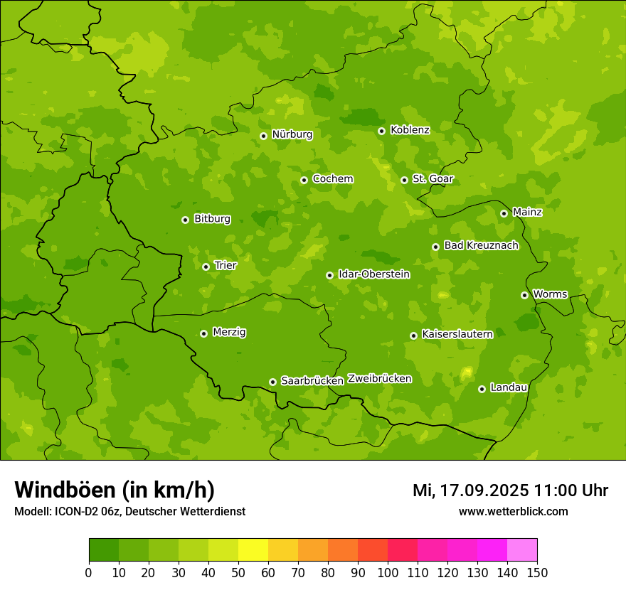 Modellkarten Windgeschwindigkeit