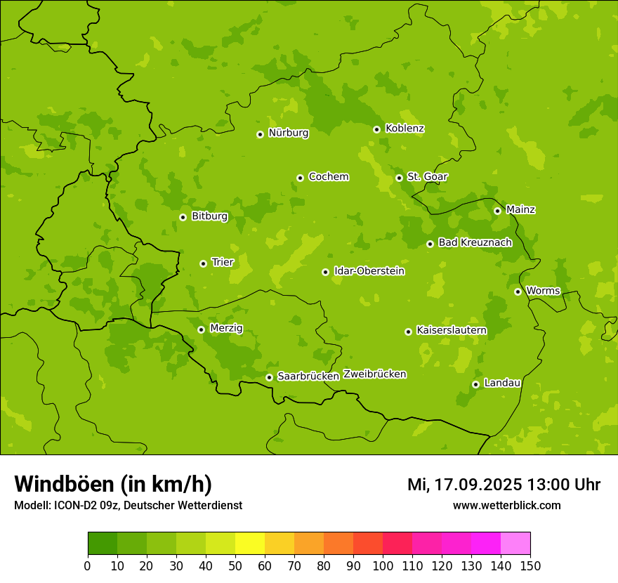 Modellkarten Windgeschwindigkeit