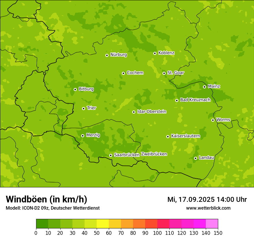 Modellkarten Windgeschwindigkeit