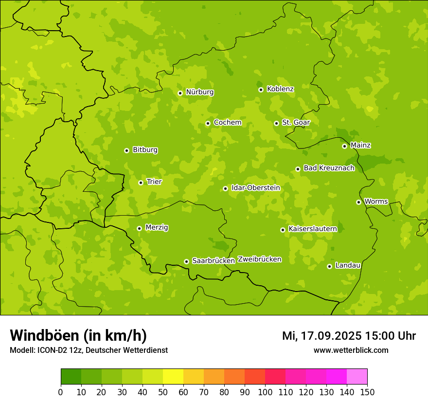 Modellkarten Windgeschwindigkeit