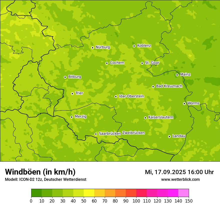 Modellkarten Windgeschwindigkeit
