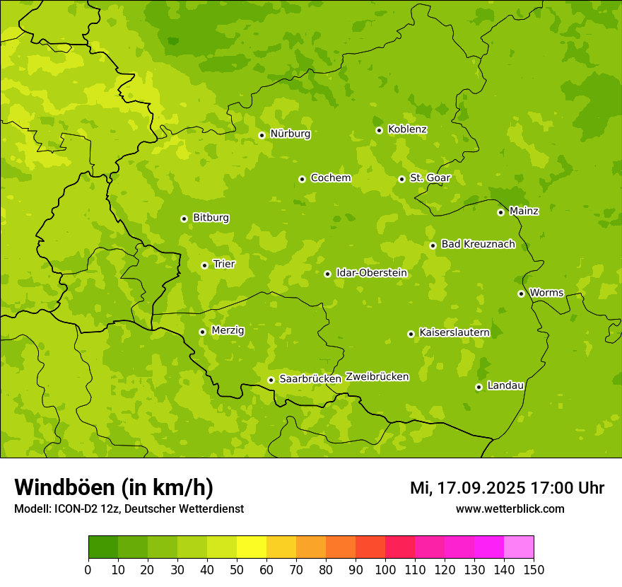 Modellkarten Windgeschwindigkeit