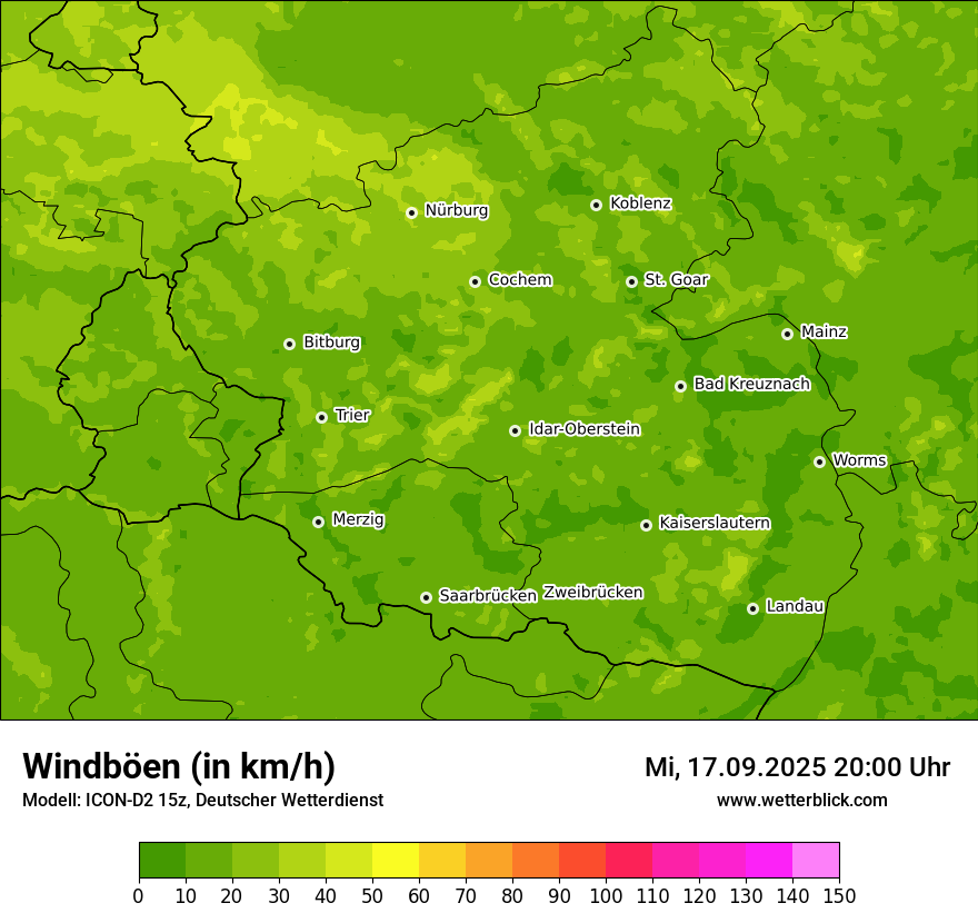 Modellkarten Windgeschwindigkeit