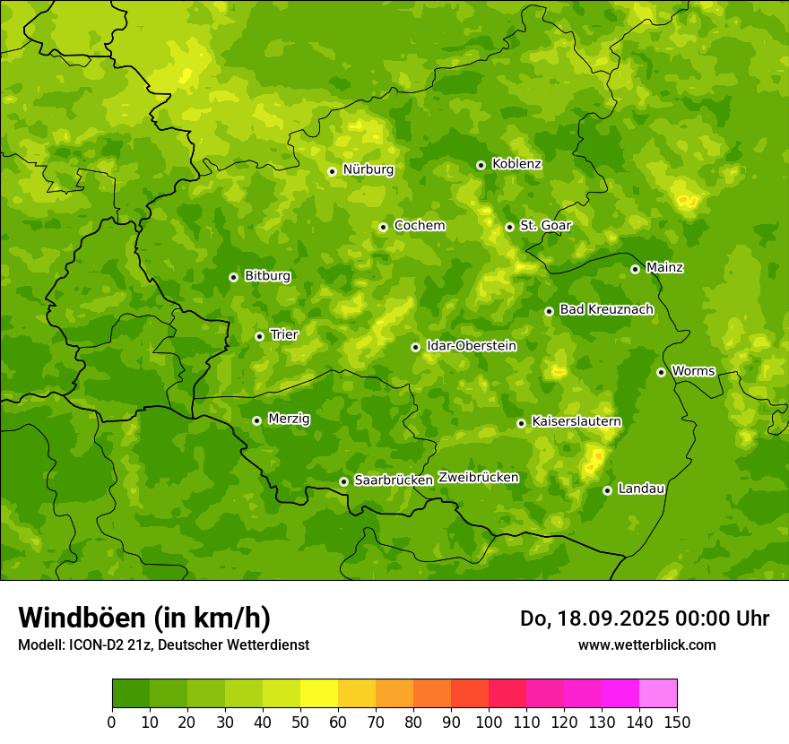 Modellkarten Windgeschwindigkeit
