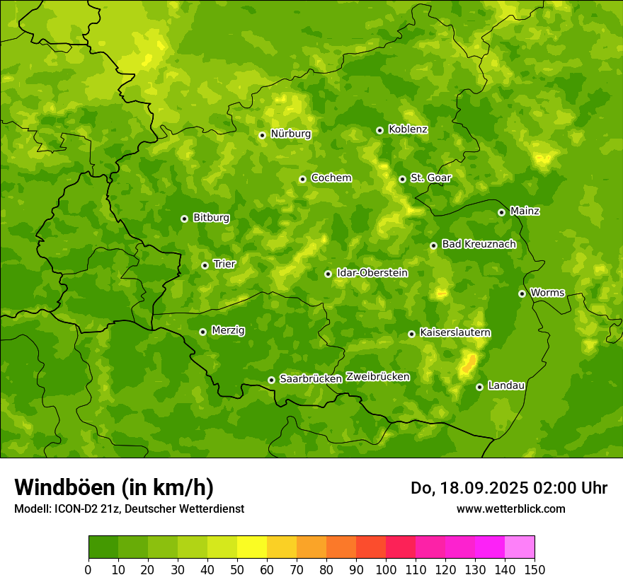 Modellkarten Windgeschwindigkeit