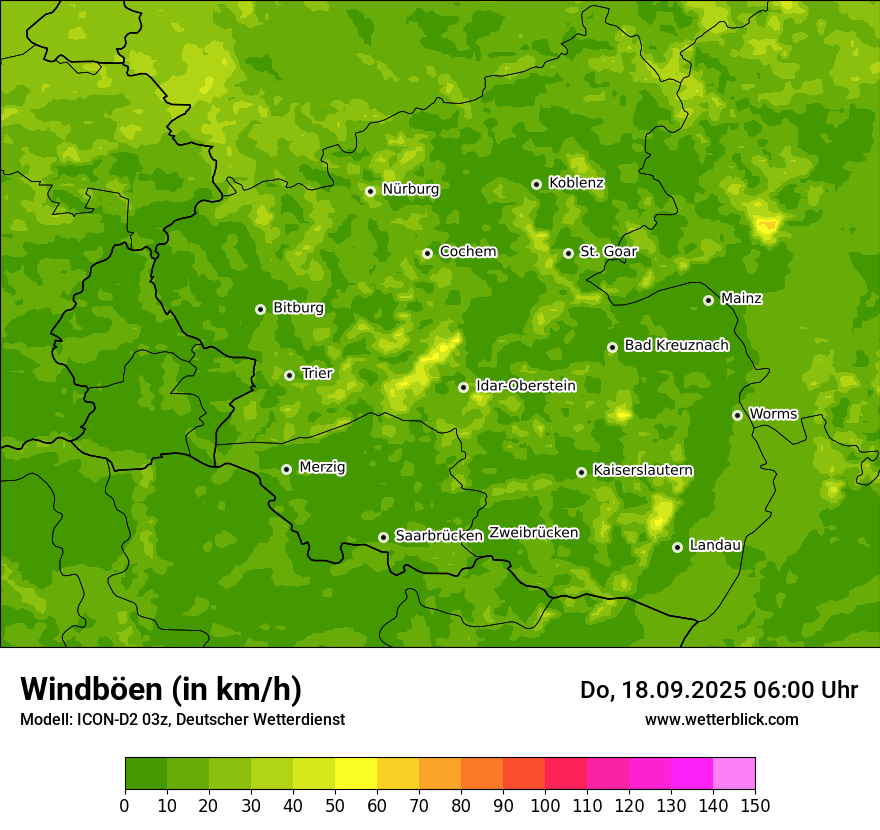 Modellkarten Windgeschwindigkeit
