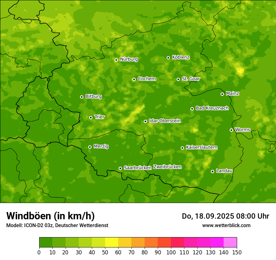 Modellkarten Windgeschwindigkeit
