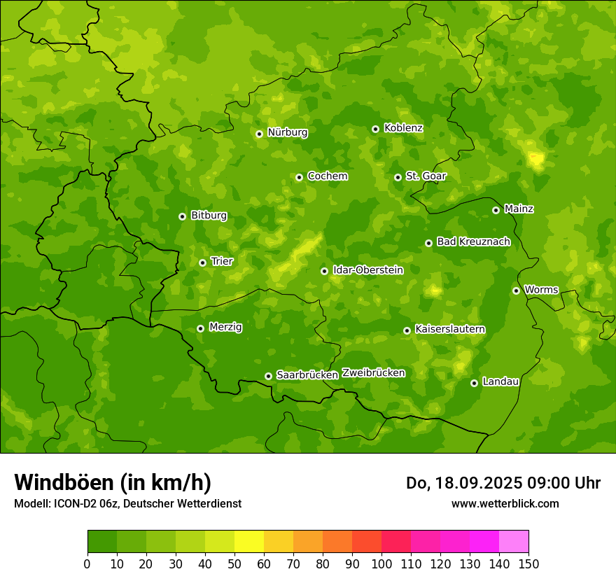 Modellkarten Windgeschwindigkeit