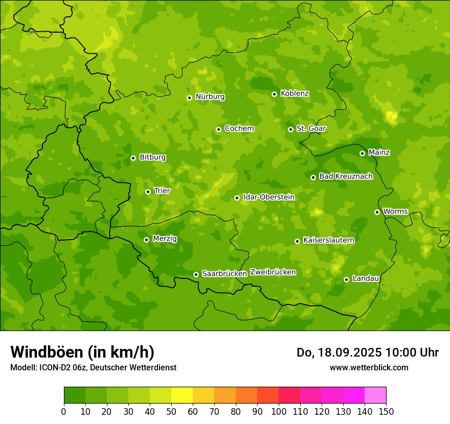 Modellkarten Windgeschwindigkeit