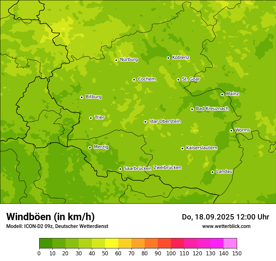 Modellkarten Windgeschwindigkeit