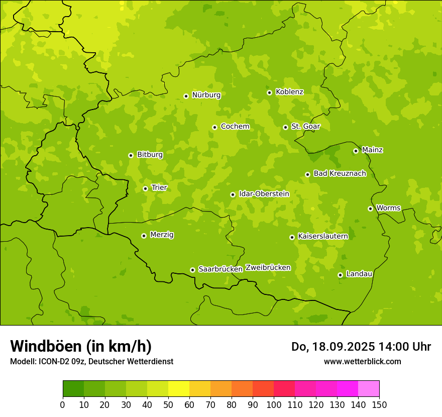 Modellkarten Windgeschwindigkeit