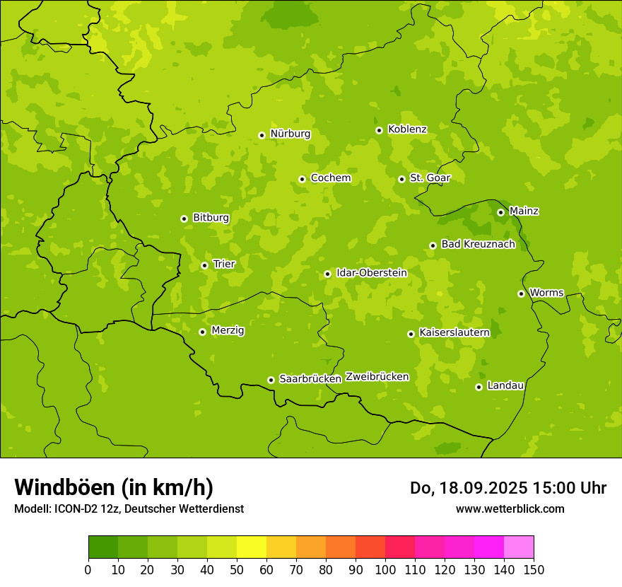 Modellkarten Windgeschwindigkeit